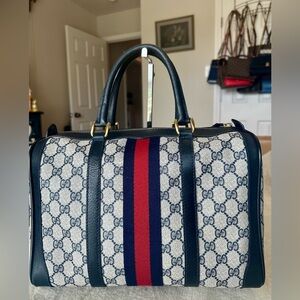 Gucci Sherry Line Navy Boston/Doctors Bag
